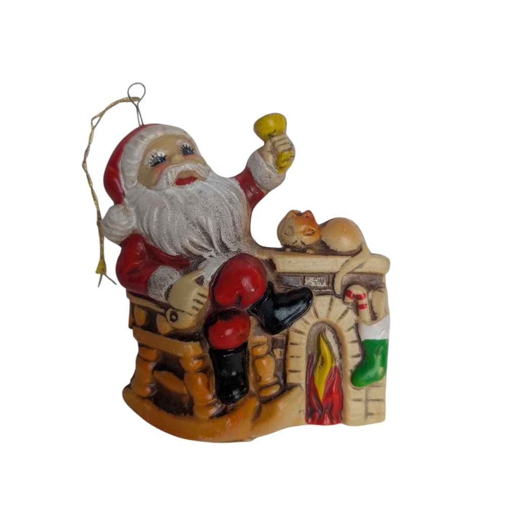 Vintage Santa Claus Blow Mold Plastic Ornament Made In Japan